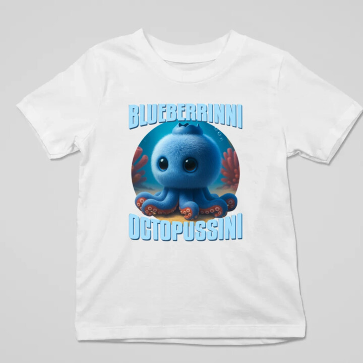 Blueberrinni Octopussini - Italian Brainrot - chobotnica čučoriedka - detské tričko s potlačou