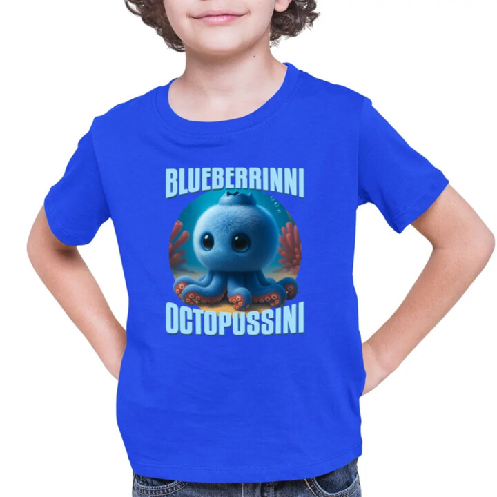 Blueberrinni Octopussini - Italian Brainrot - chobotnica čučoriedka - detské tričko s potlačou