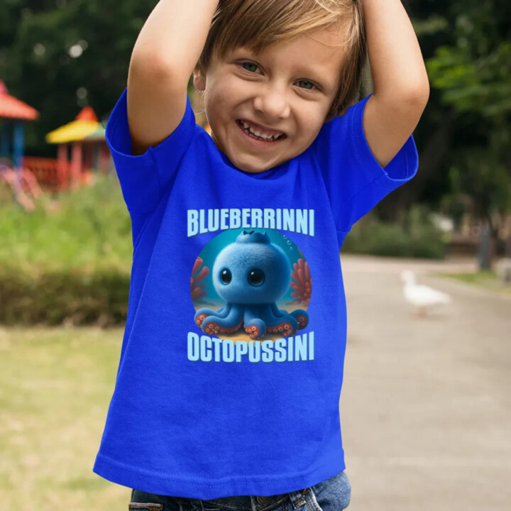 Blueberrinni Octopussini - Italian Brainrot - chobotnica čučoriedka - detské tričko s potlačou