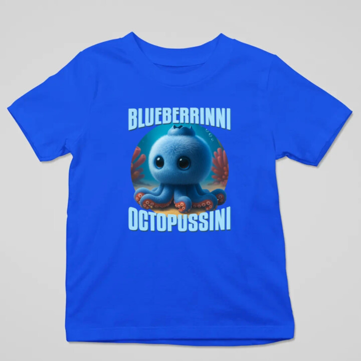 Blueberrinni Octopussini - Italian Brainrot - chobotnica čučoriedka - detské tričko s potlačou