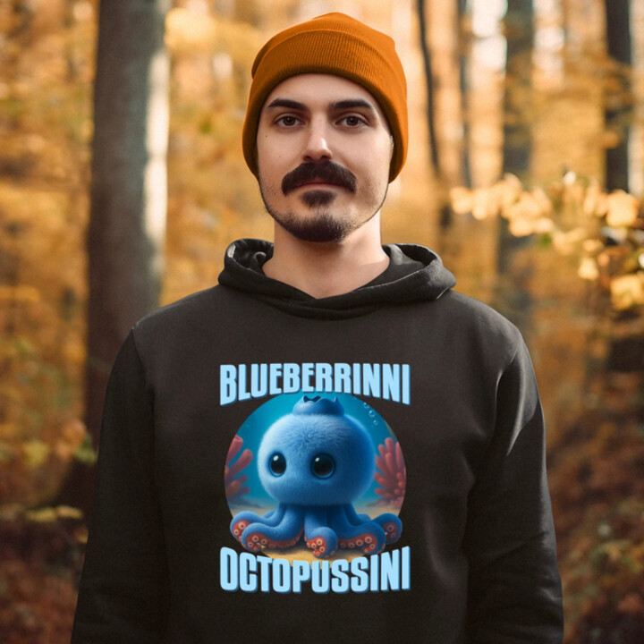 Blueberrinni Octopussini - Italian Brainrot - chobotnica čučoriedka  - pánska mikina s potlačou