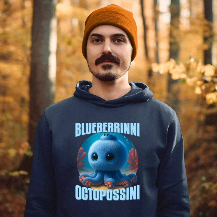 Blueberrinni Octopussini - Italian Brainrot - chobotnica čučoriedka  - pánska mikina s potlačou