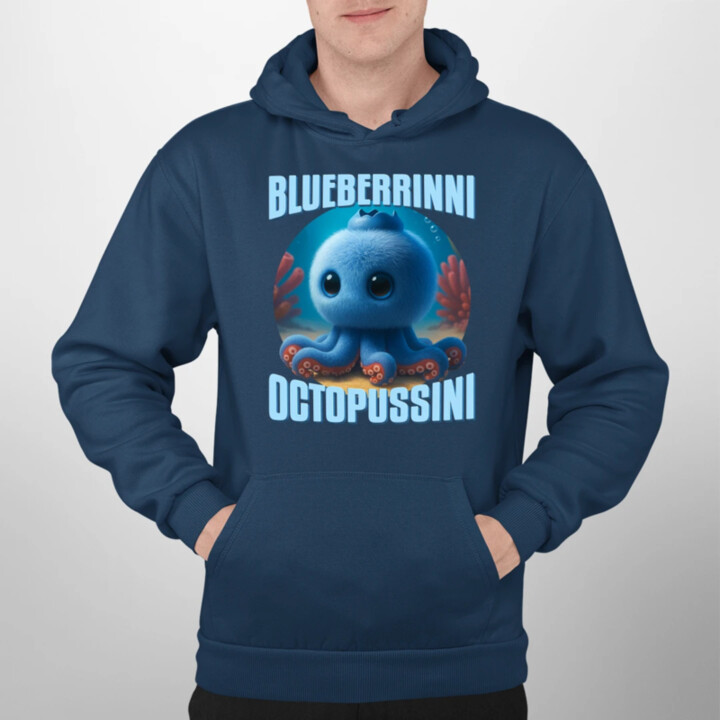 Blueberrinni Octopussini - Italian Brainrot - chobotnica čučoriedka  - pánska mikina s potlačou