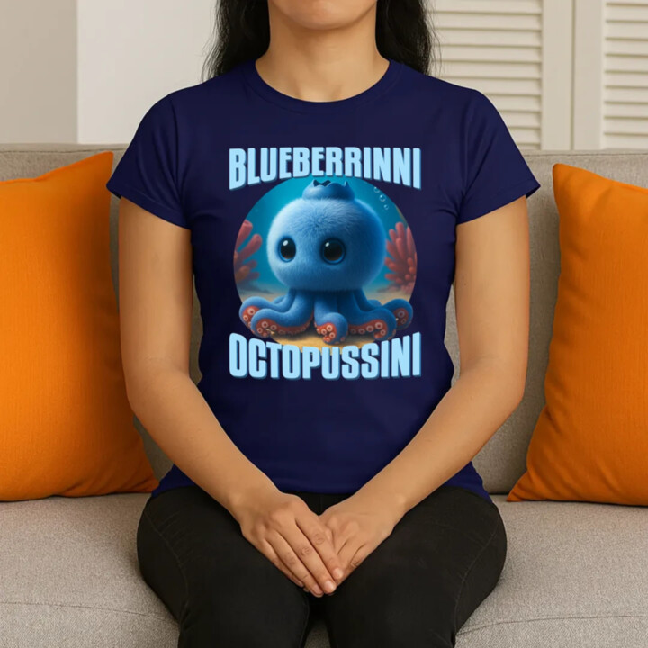Blueberrinni Octopussini - Italian Brainrot - chobotnica čučoriedka - dámske tričko s potlačou
