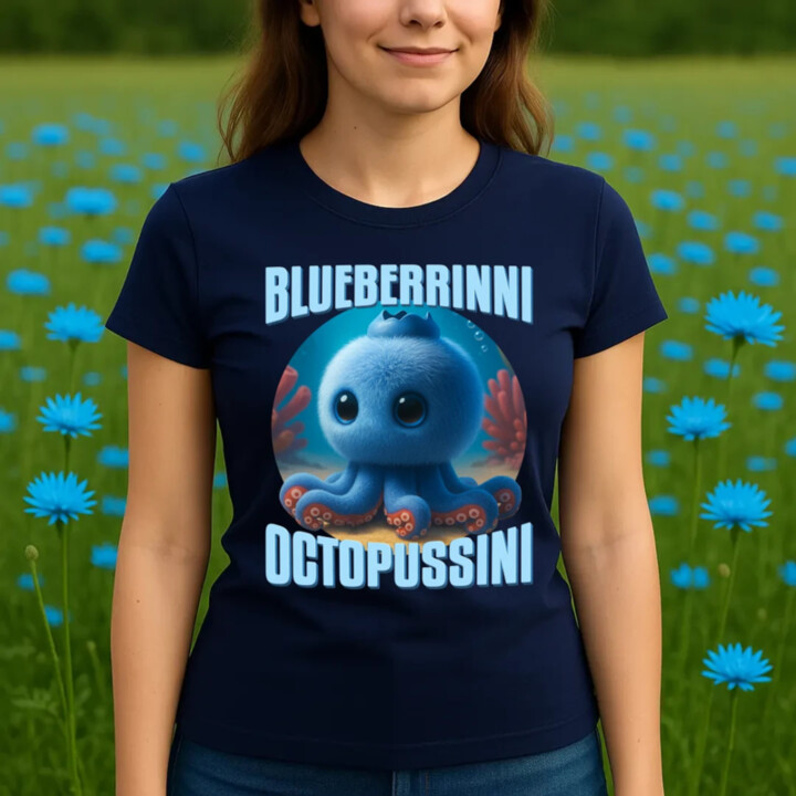 Blueberrinni Octopussini - Italian Brainrot - chobotnica čučoriedka - dámske tričko s potlačou