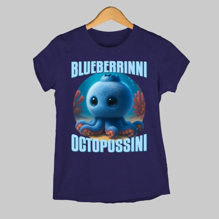 Blueberrinni Octopussini - Italian Brainrot - chobotnica čučoriedka - dámske tričko s potlačou