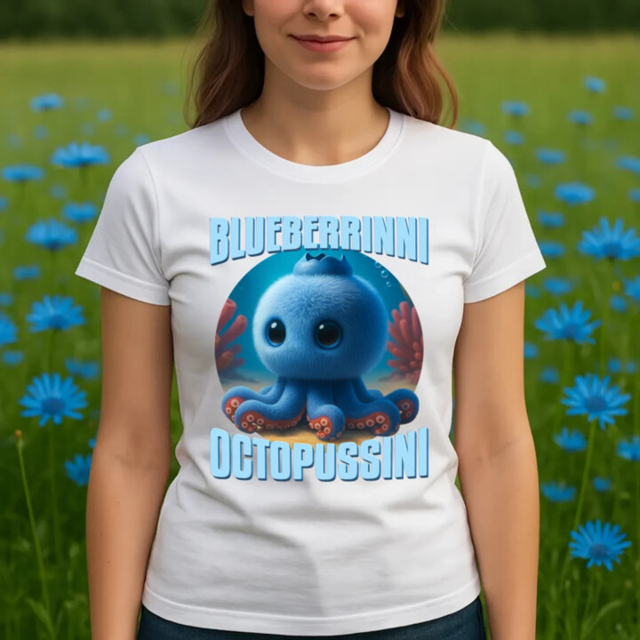 Blueberrinni Octopussini - Italian Brainrot - chobotnica čučoriedka - dámske tričko s potlačou