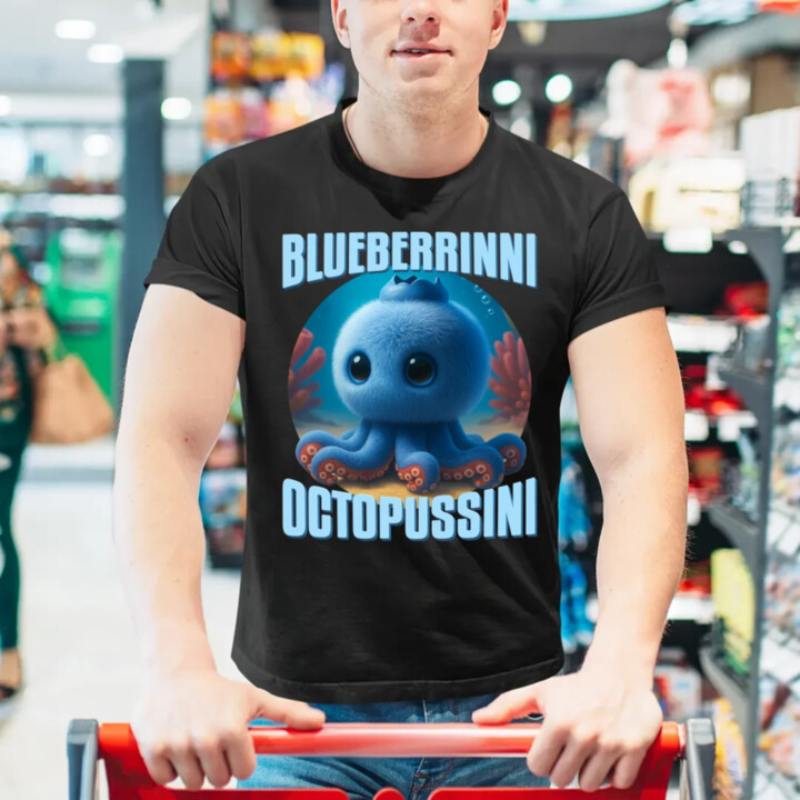 Blueberrinni Octopussini - Italian Brainrot - chobotnica čučoriedka - pánske tričko s potlačou