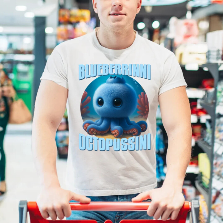 Blueberrinni Octopussini - Italian Brainrot - chobotnica čučoriedka - pánske tričko s potlačou