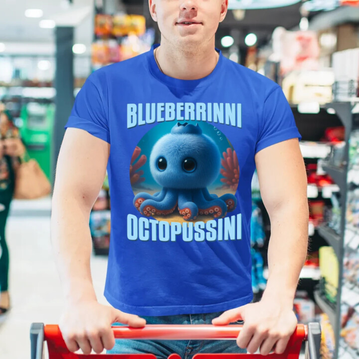 Blueberrinni Octopussini - Italian Brainrot - chobotnica čučoriedka - pánske tričko s potlačou