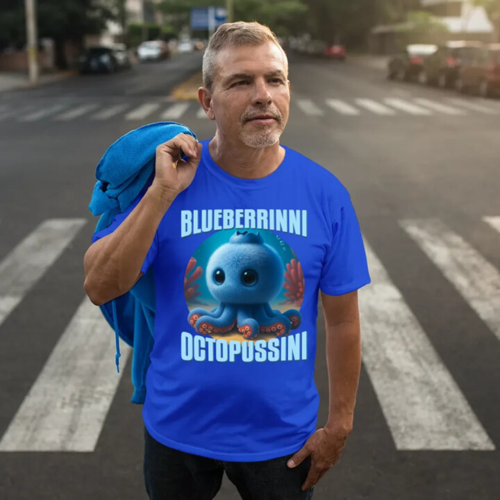 Blueberrinni Octopussini - Italian Brainrot - chobotnica čučoriedka - pánske tričko s potlačou