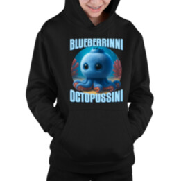 Blueberrinni Octopussini - Italian Brainrot - chobotnica čučoriedka - detská mikina s kapucňou