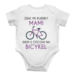 Zbaľ mi plienky, mami, idem s otcom na bicykel - body s potlačou