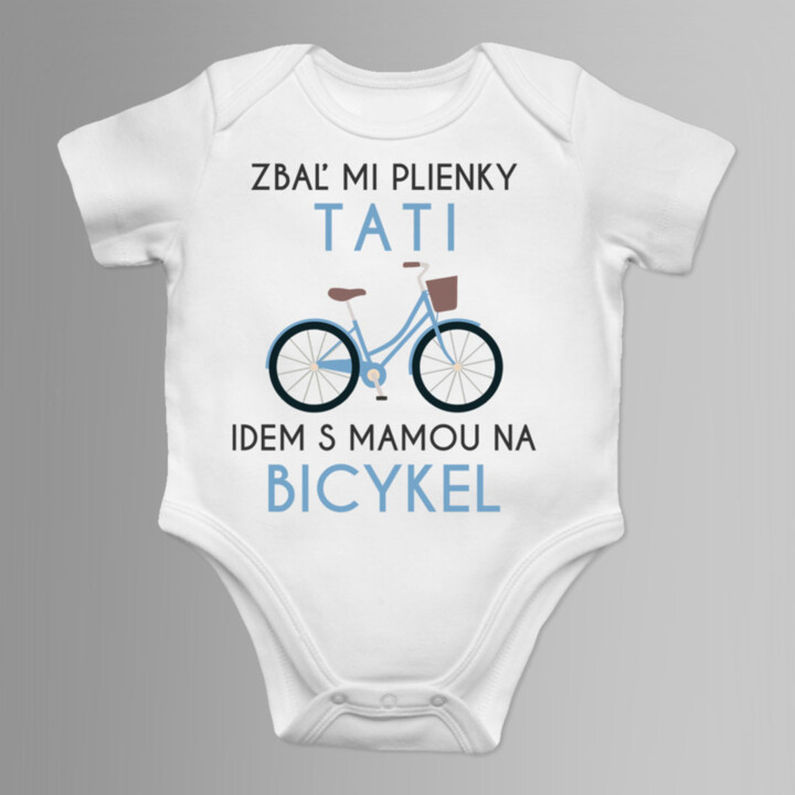 Zbaľ mi plienky, tati - idem s mamou na bicykel - body s potlačou