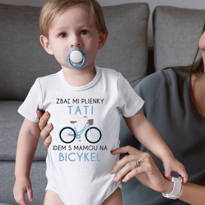 Zbaľ mi plienky, tati - idem s mamou na bicykel - body s potlačou