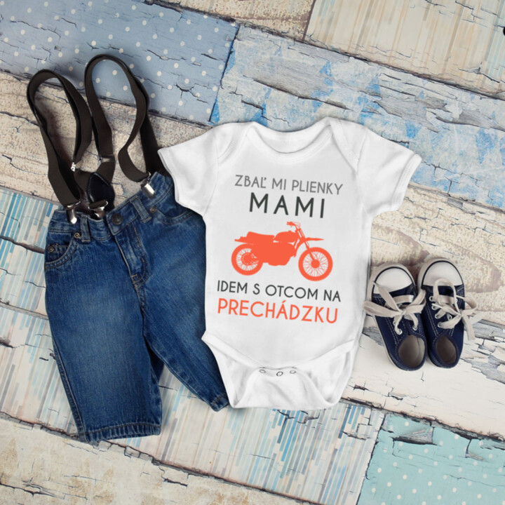 Zbaľ mi plienky mami, idem s otcom na prechádzku - body s potlačou