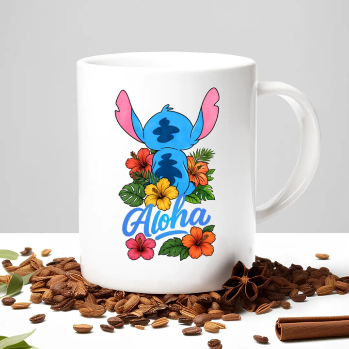 Aloha - keramický hrnček s potlačou pre fanúšikov Lilo i Stitch