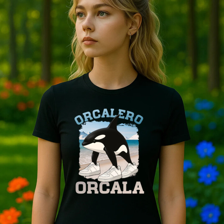 Orcalero Orcala - kosatka v topánkach - Italian Brainrot - dámske tričko s potlačou