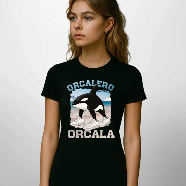 Orcalero Orcala - kosatka v topánkach - Italian Brainrot - dámske tričko s potlačou