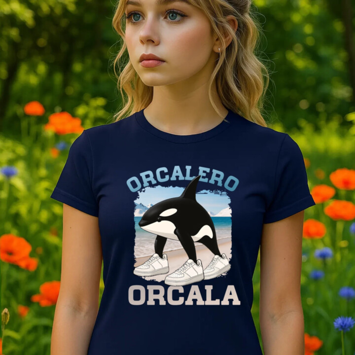 Orcalero Orcala - kosatka v topánkach - Italian Brainrot - dámske tričko s potlačou