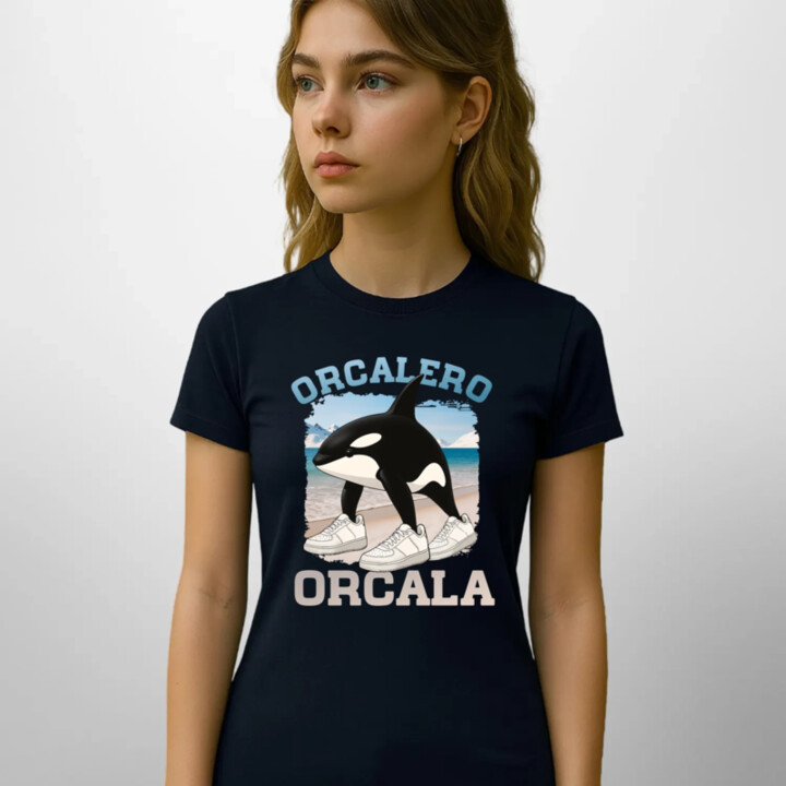 Orcalero Orcala - kosatka v topánkach - Italian Brainrot - dámske tričko s potlačou
