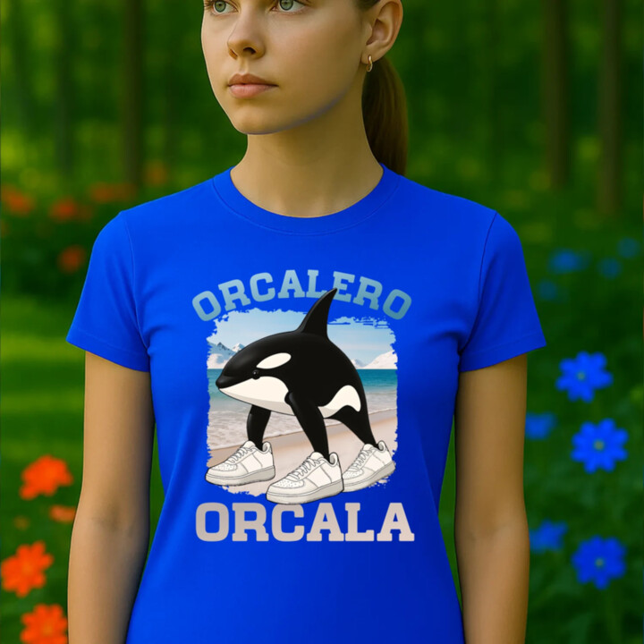 Orcalero Orcala - kosatka v topánkach - Italian Brainrot - dámske tričko s potlačou