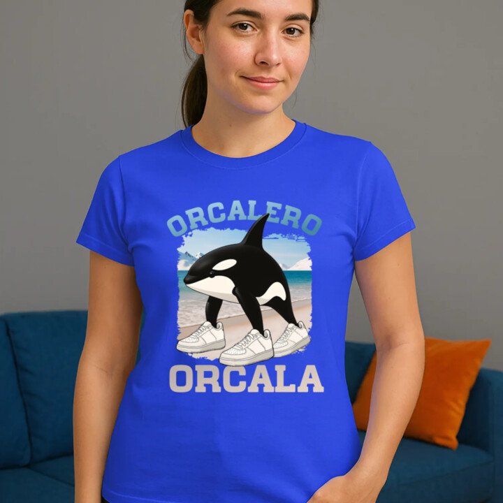 Orcalero Orcala - kosatka v topánkach - Italian Brainrot - dámske tričko s potlačou