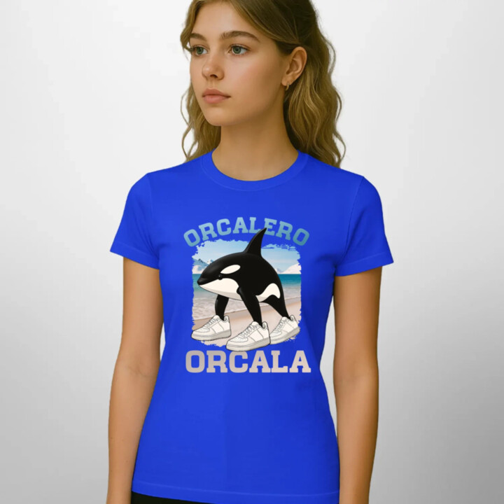 Orcalero Orcala - kosatka v topánkach - Italian Brainrot - dámske tričko s potlačou
