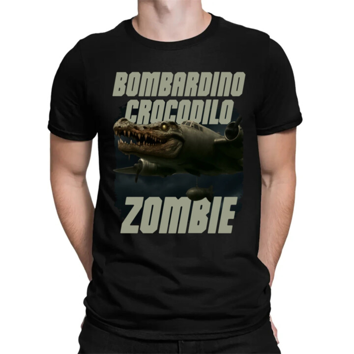 Bombardino Crocodilo zombie - krokodíl bombardér - Italian Brainrot - pánske tričko s potlačou