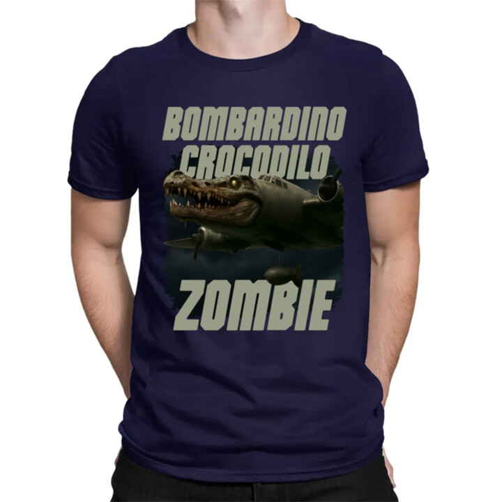 Bombardino Crocodilo zombie - krokodíl bombardér - Italian Brainrot - pánske tričko s potlačou