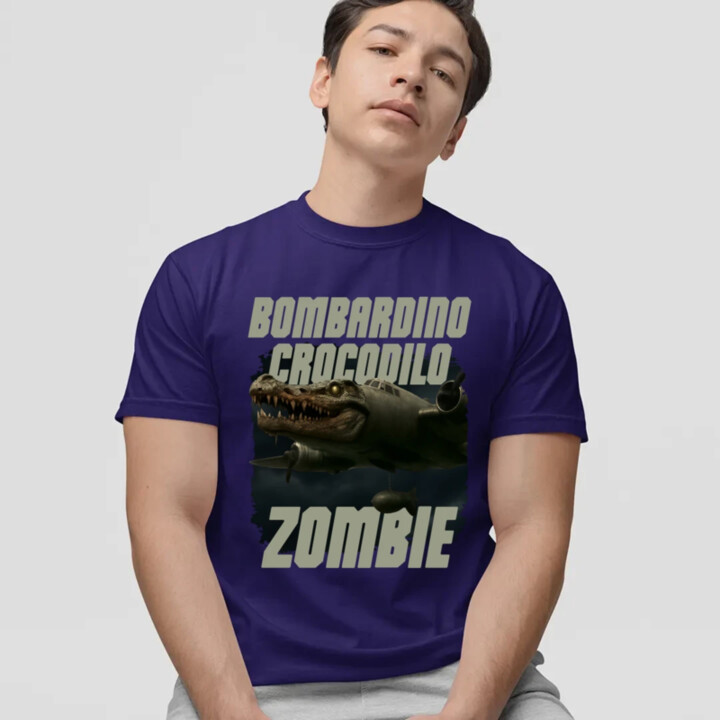 Bombardino Crocodilo zombie - krokodíl bombardér - Italian Brainrot - pánske tričko s potlačou