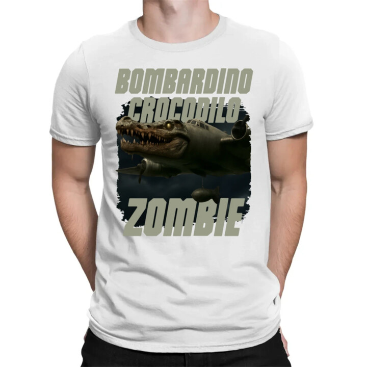 Bombardino Crocodilo zombie - krokodíl bombardér - Italian Brainrot - pánske tričko s potlačou