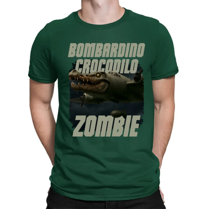 Bombardino Crocodilo zombie - krokodíl bombardér - Italian Brainrot - pánske tričko s potlačou