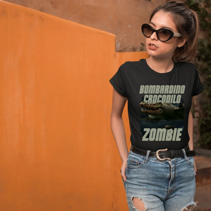 Bombardino Crocodilo zombie - krokodíl bombardér - Italian Brainrot - dámske tričko s potlačou