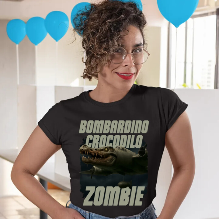 Bombardino Crocodilo zombie - krokodíl bombardér - Italian Brainrot - dámske tričko s potlačou