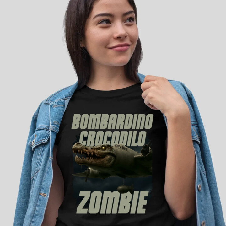 Bombardino Crocodilo zombie - krokodíl bombardér - Italian Brainrot - dámske tričko s potlačou