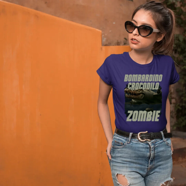 Bombardino Crocodilo zombie - krokodíl bombardér - Italian Brainrot - dámske tričko s potlačou