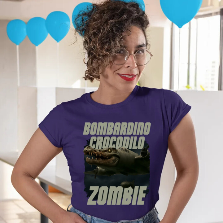 Bombardino Crocodilo zombie - krokodíl bombardér - Italian Brainrot - dámske tričko s potlačou