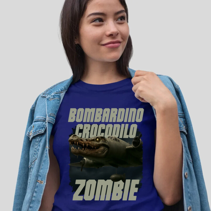 Bombardino Crocodilo zombie - krokodíl bombardér - Italian Brainrot - dámske tričko s potlačou