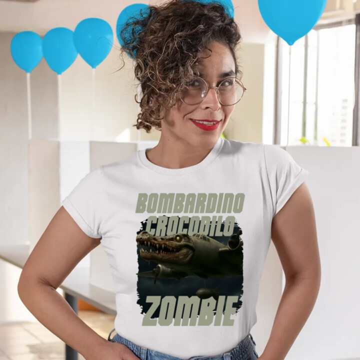 Bombardino Crocodilo zombie - krokodíl bombardér - Italian Brainrot - dámske tričko s potlačou