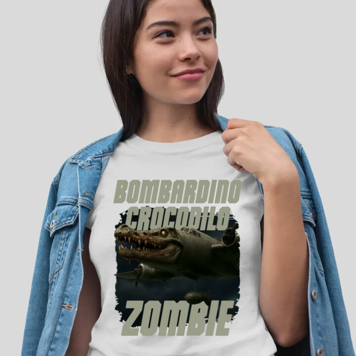 Bombardino Crocodilo zombie - krokodíl bombardér - Italian Brainrot - dámske tričko s potlačou