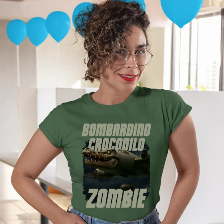 Bombardino Crocodilo zombie - krokodíl bombardér - Italian Brainrot - dámske tričko s potlačou