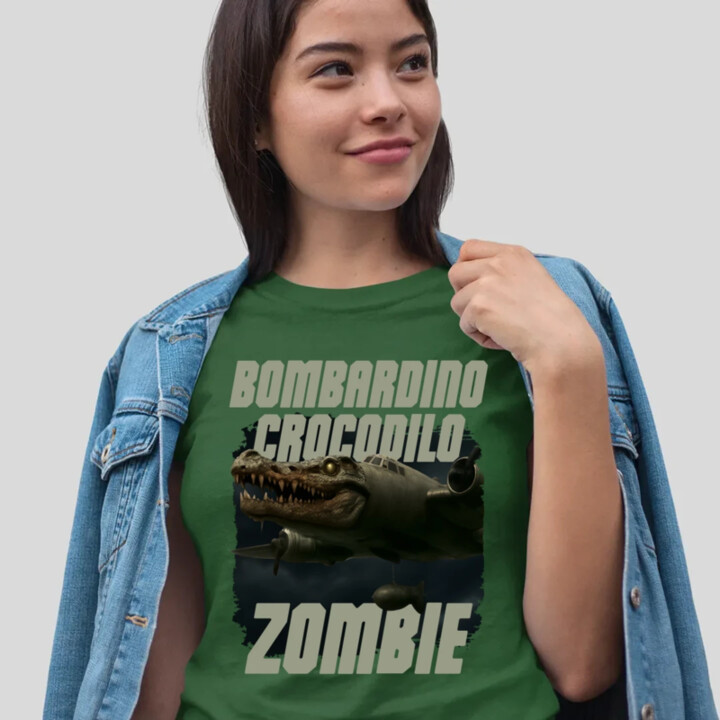 Bombardino Crocodilo zombie - krokodíl bombardér - Italian Brainrot - dámske tričko s potlačou