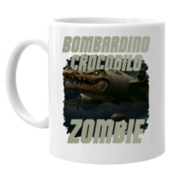 Bombardino Crocodilo zombie - krokodíl bombardér - Italian Brainrot - keramický hrnček s potlačou