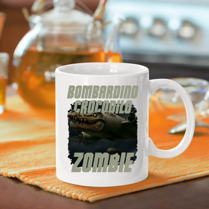 Bombardino Crocodilo zombie - krokodíl bombardér - Italian Brainrot - keramický hrnček s potlačou