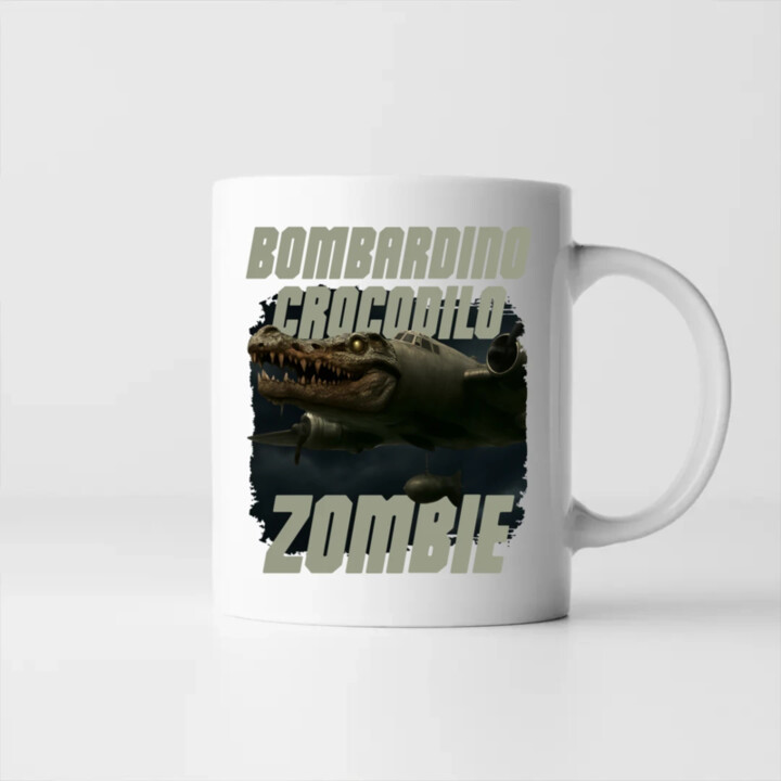 Bombardino Crocodilo zombie - krokodíl bombardér - Italian Brainrot - keramický hrnček s potlačou
