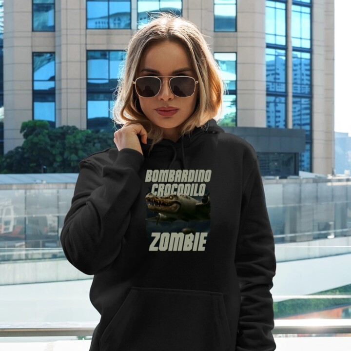 Bombardino Crocodilo zombie - krokodíl bombardér - Italian Brainrot  - dámska mikina s potlačou