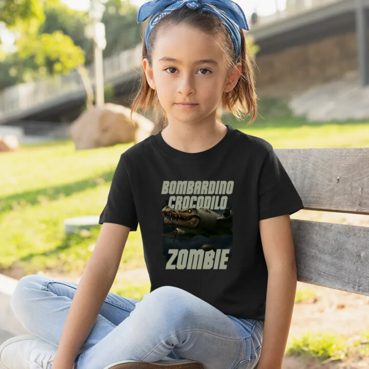 Bombardino Crocodilo zombie - krokodíl bombardér - Italian Brainrot - detské tričko s potlačou