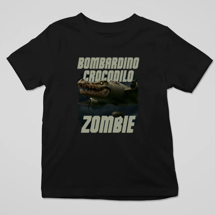 Bombardino Crocodilo zombie - krokodíl bombardér - Italian Brainrot - detské tričko s potlačou