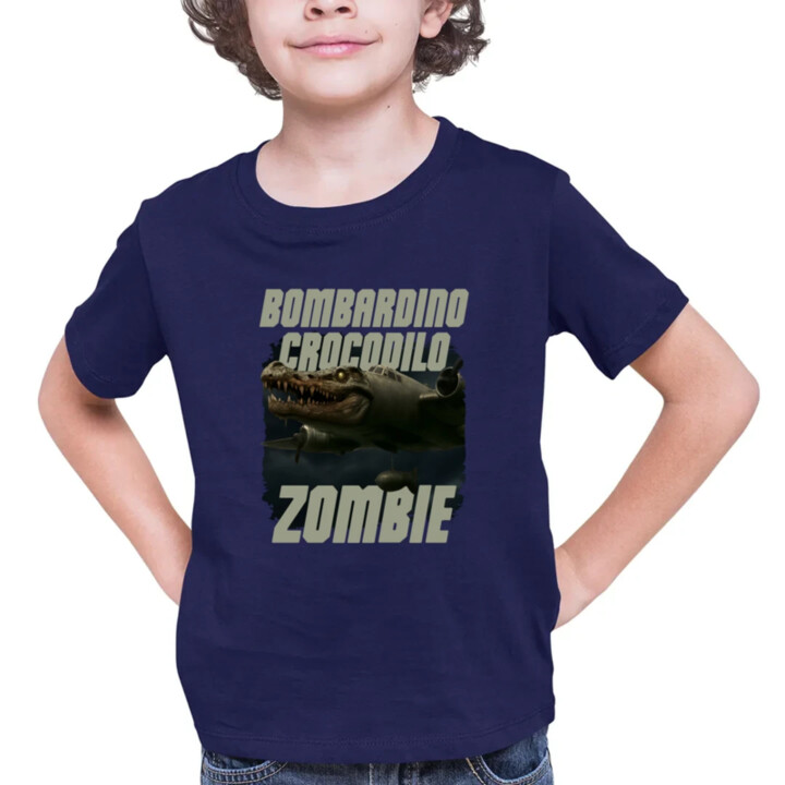 Bombardino Crocodilo zombie - krokodíl bombardér - Italian Brainrot - detské tričko s potlačou